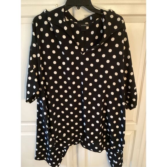Natori Satin Black with White Polka Dots Pajama PJ Set Sz XL - Picture 2 of 8